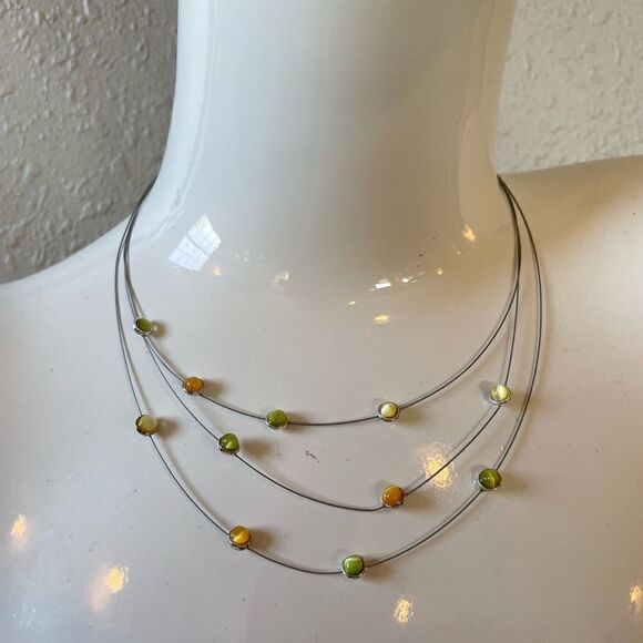 Avon 2000 New in Box Glass Cat's Eye Accent Cable Necklace & Earring Sent - Picture 4 of 9